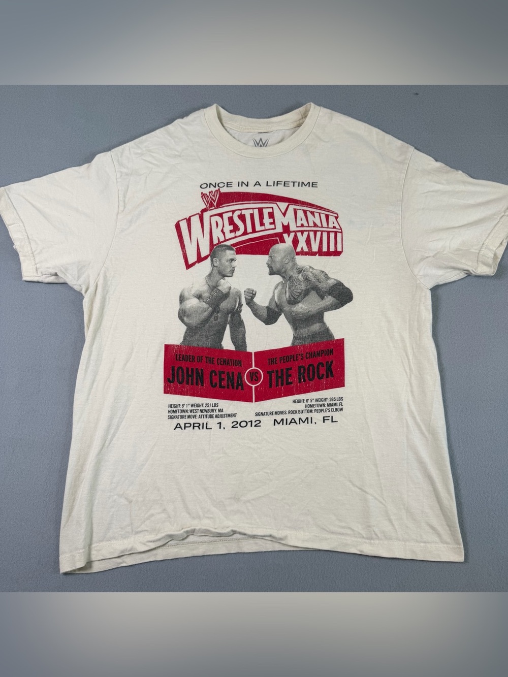 WWE White WrestleMania XXVIII John Cena vs The Rock Graphic Tee